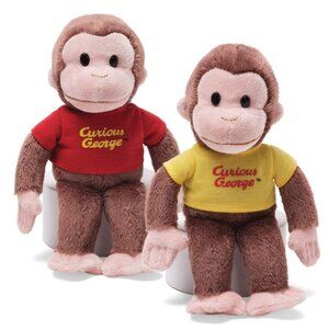 New w/ Tag🙈 Gund Curious George Red Shirt & Yellow Shirt Plush  Set 🐵8"